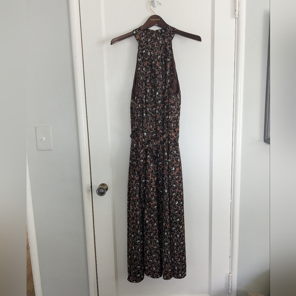NWOT Banana Republic Brown Floral Halter Midi Dress Size Large - Picture 4 of 6